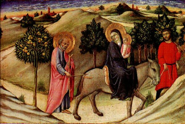 Flight to Egypt  predella panel, SANO di Pietro